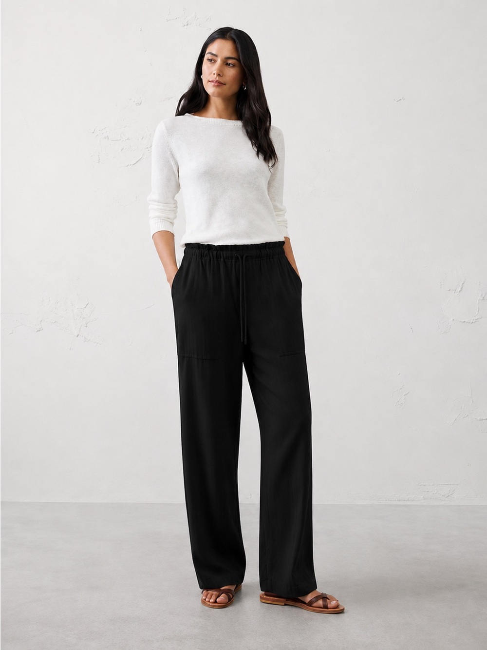 NWT! BANANA REPUBLIC STRAIGHT MID-RISE LINEN-BLEND PULL-ON PANT 🩷